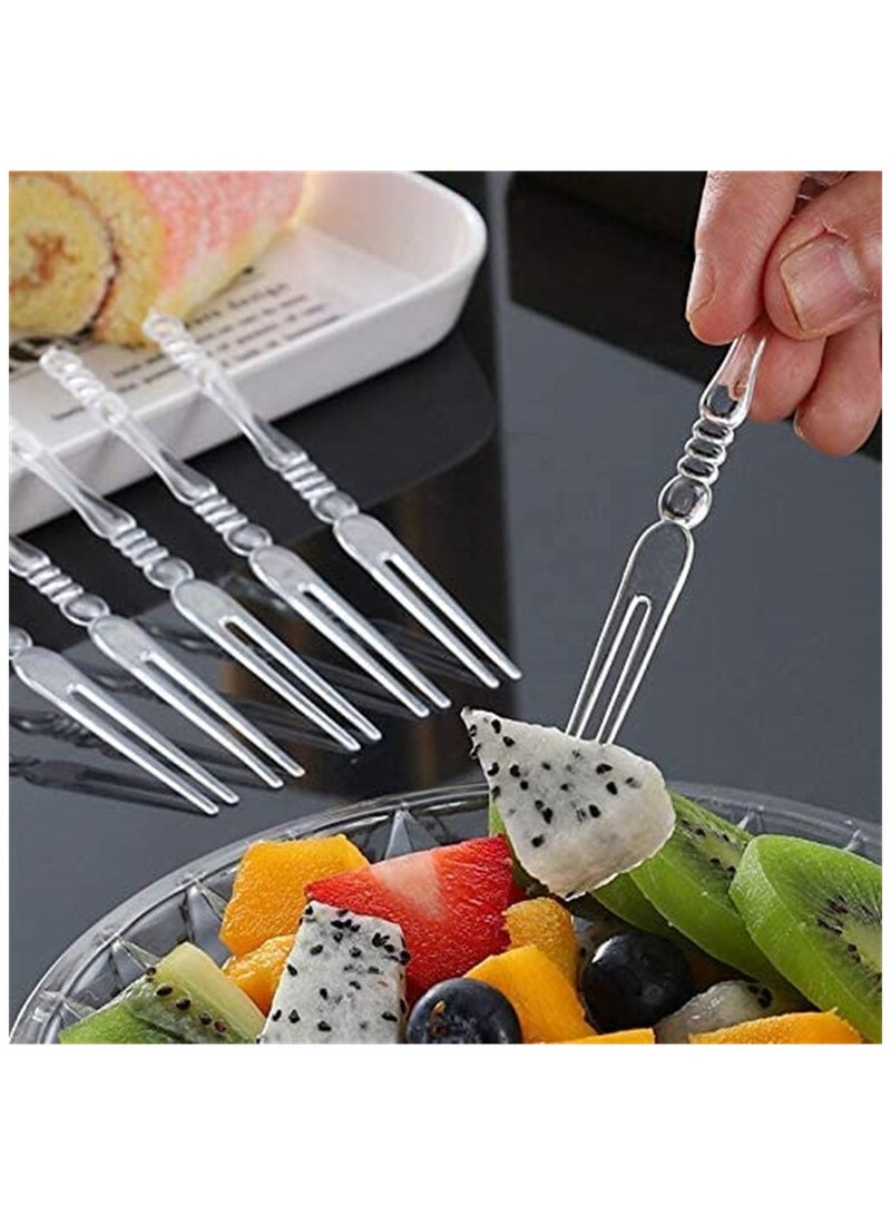 SYOSI Disposable Plastic Fruit Forks, Azonee Mini Forks Bistro Cocktail Forks Tasting Appetizer Forks Set Mini Cake Forks (plastic Fruit-Fork plastic) 200 PCS  - Image 3