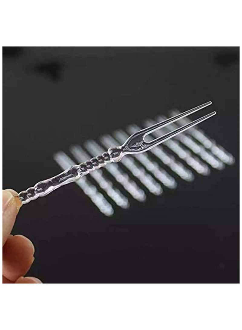 SYOSI Disposable Plastic Fruit Forks, Azonee Mini Forks Bistro Cocktail Forks Tasting Appetizer Forks Set Mini Cake Forks (plastic Fruit-Fork plastic) 200 PCS  - Image 5