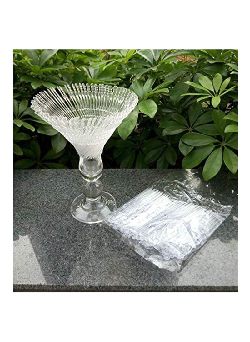 SYOSI Disposable Plastic Fruit Forks, Azonee Mini Forks Bistro Cocktail Forks Tasting Appetizer Forks Set Mini Cake Forks (plastic Fruit-Fork plastic) 200 PCS  - Image 2
