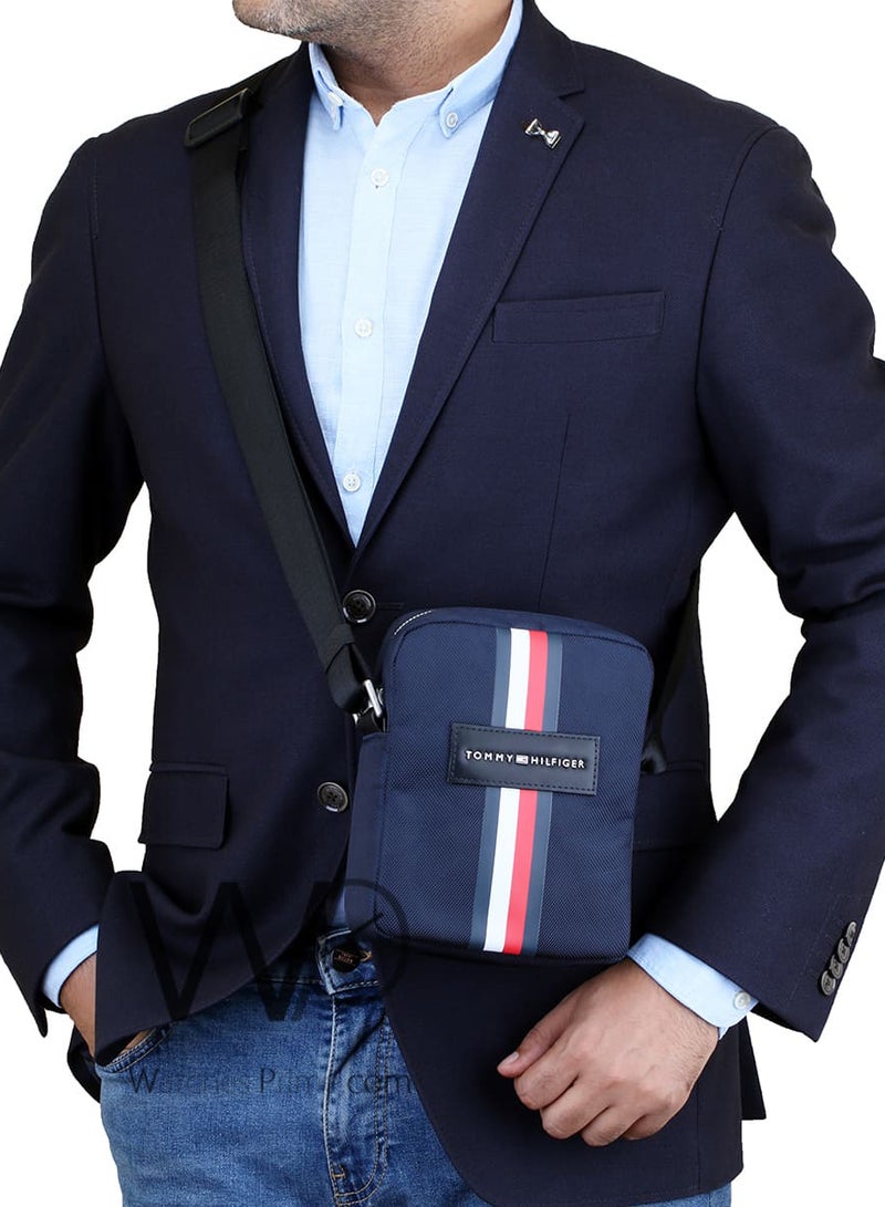 Tommy Icons Blue Nylon Original Tommy Hilfiger Flag Crossbody Messenger Mens Bag - Image 2