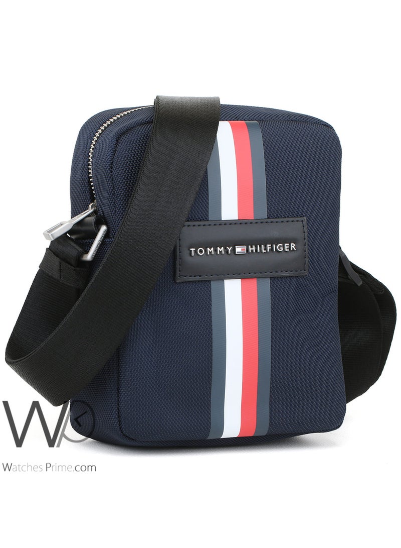 Tommy Icons Blue Nylon Original Tommy Hilfiger Flag Crossbody Messenger Mens Bag - Image 4