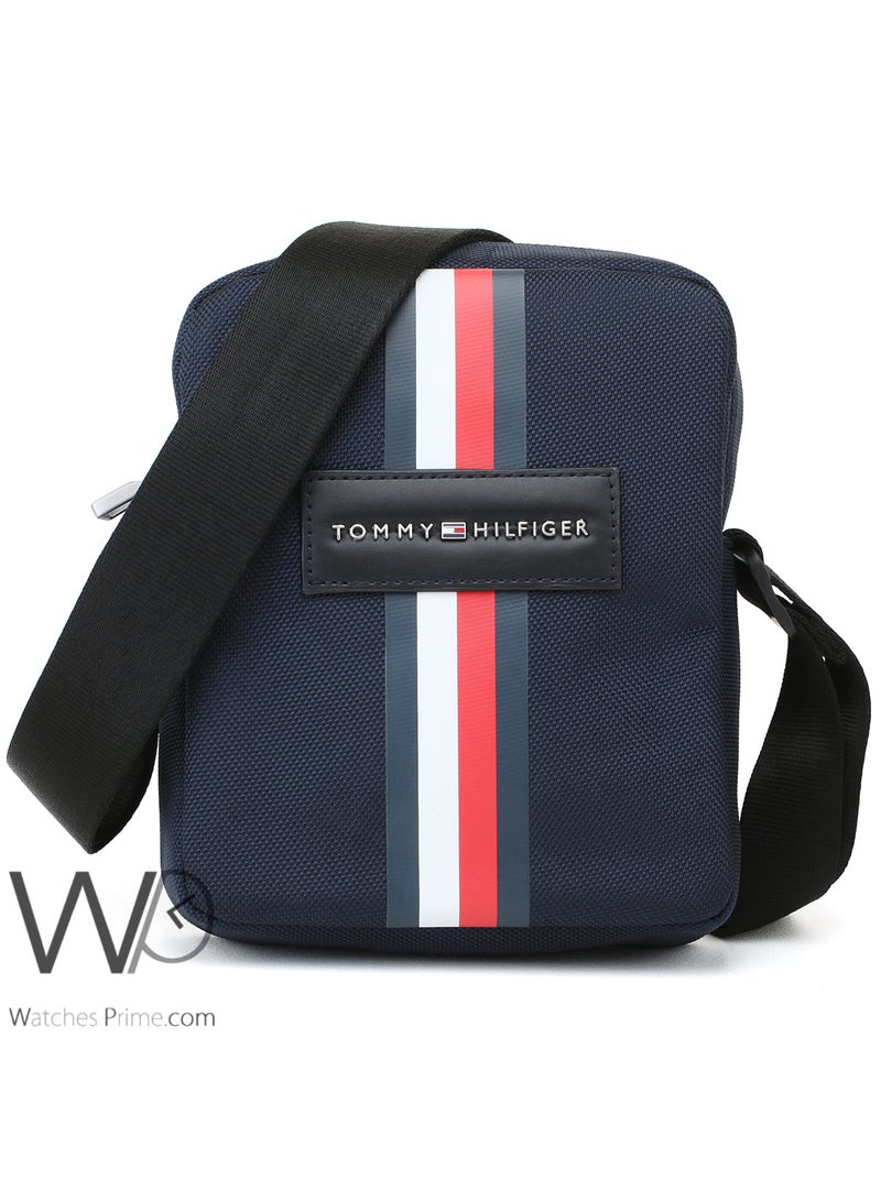 Tommy Icons Blue Nylon Original Tommy Hilfiger Flag Crossbody Messenger Mens Bag - Image 1