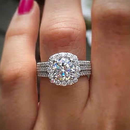 Peora Silver Plated Cubic Zirconia Studded Solitaire Finger Ring Engagement Anniversary Jewellery Gift For Women - Image 2