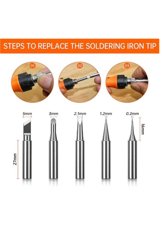 Generic Soldering Iron Premium Kit, 60W Soldering Gun with Ceramic Heater, 12-in-1 Soldering Tool, Adjustable Temperature 200 to 450°C, Includes Soldering Iron Tip, Solder Wire, Pump and Paste  - Image 3
