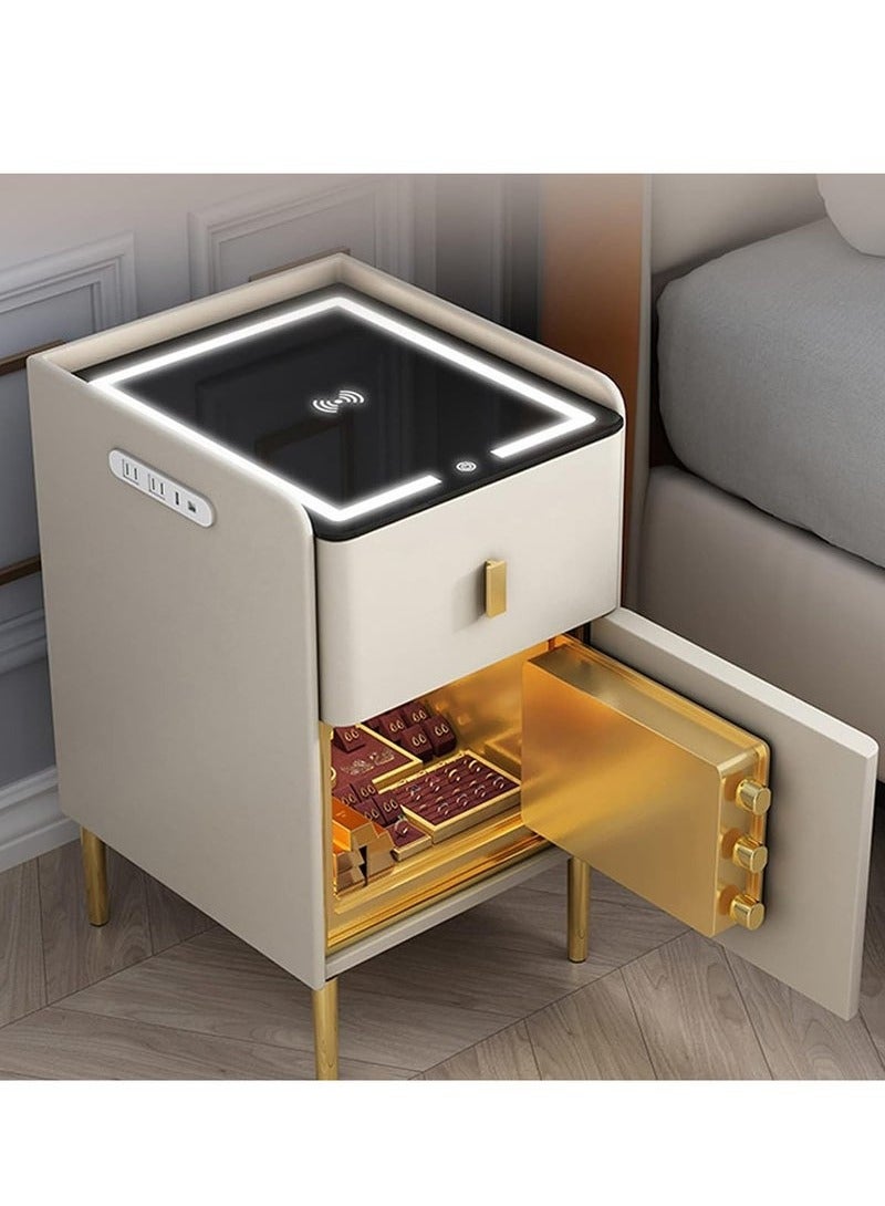 XiuWoo Smart Bedside Table Safe, Smart Nightstand with Charging Station and Safe, Multifunctional Wireless Charging with Light USB Light Bedside Table, Small Night Stand Suitable for Bedroom, Study Room - Image 4