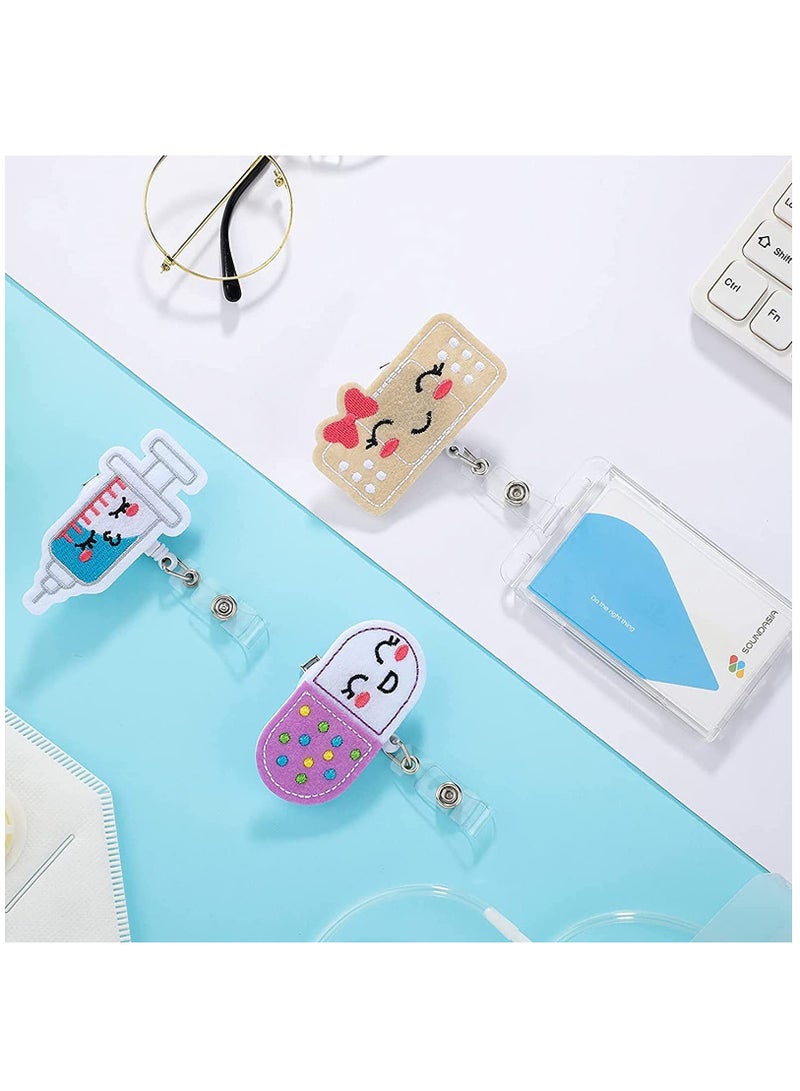KASTWAVE Felt Nurse Badge Reels, Pill Bandage, and Syringe Retractable Badge Holder Cute Nursing Name ID Badge Holders with Alligator Clip for Nurse Doctor Teacher Student (3 Pieces) - Image 5