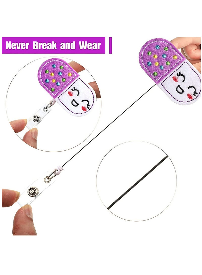 KASTWAVE Felt Nurse Badge Reels, Pill Bandage, and Syringe Retractable Badge Holder Cute Nursing Name ID Badge Holders with Alligator Clip for Nurse Doctor Teacher Student (3 Pieces) - Image 4