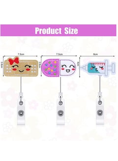KASTWAVE Felt Nurse Badge Reels, Pill Bandage, and Syringe Retractable Badge Holder Cute Nursing Name ID Badge Holders with Alligator Clip for Nurse Doctor Teacher Student (3 Pieces)  - Image 3