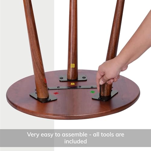Craftsline Side Table - Konak End Table. Exclusively Designed Hand-Crafted Small Nightstand. Solid Wood Round End Table. Bedrooms, Living Rooms and Home Office (Brown) - Image 5