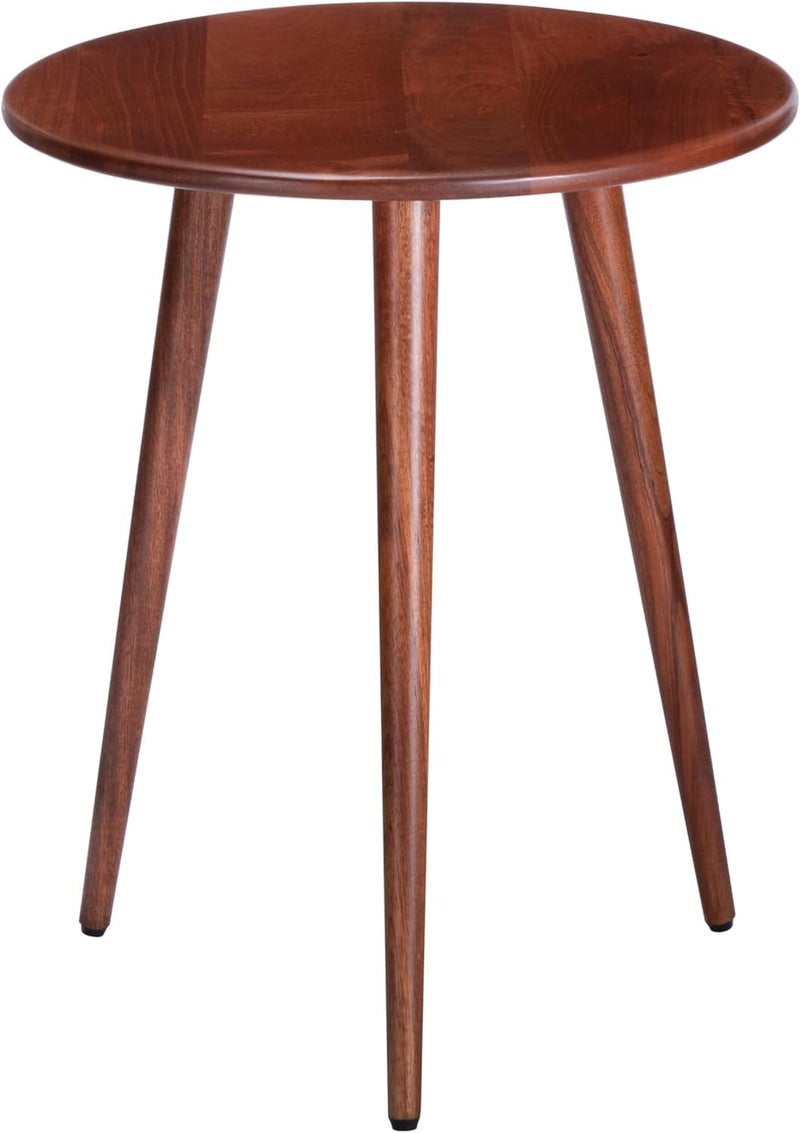 Craftsline Side Table - Konak End Table. Exclusively Designed Hand-Crafted Small Nightstand. Solid Wood Round End Table. Bedrooms, Living Rooms and Home Office (Brown) - Image 1