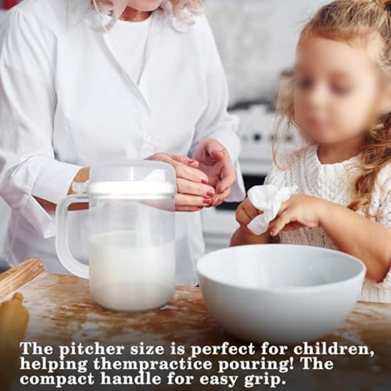 Spill-Proof Kids Pitcher: Transparent Plastic Pitcher With Lid - Easy-Hold Anti-Drip Spout Small Pitcher for Home and Classroom Use - Image 3