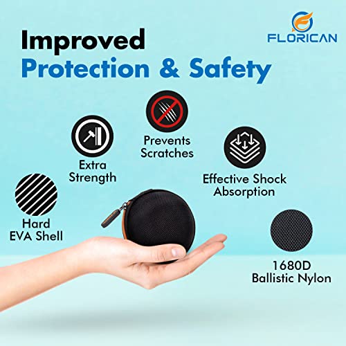 Florican Earphone Carry Case, Multi Use Storage Travel Organiser for Earphones, SD Cards, Pen Drives, Coins with in-Built Anti Scratch Mesh Pocket (Orange) - Image 3