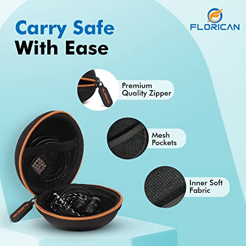 Florican Earphone Carry Case, Multi Use Storage Travel Organiser for Earphones, SD Cards, Pen Drives, Coins with in-Built Anti Scratch Mesh Pocket (Orange) - Image 4