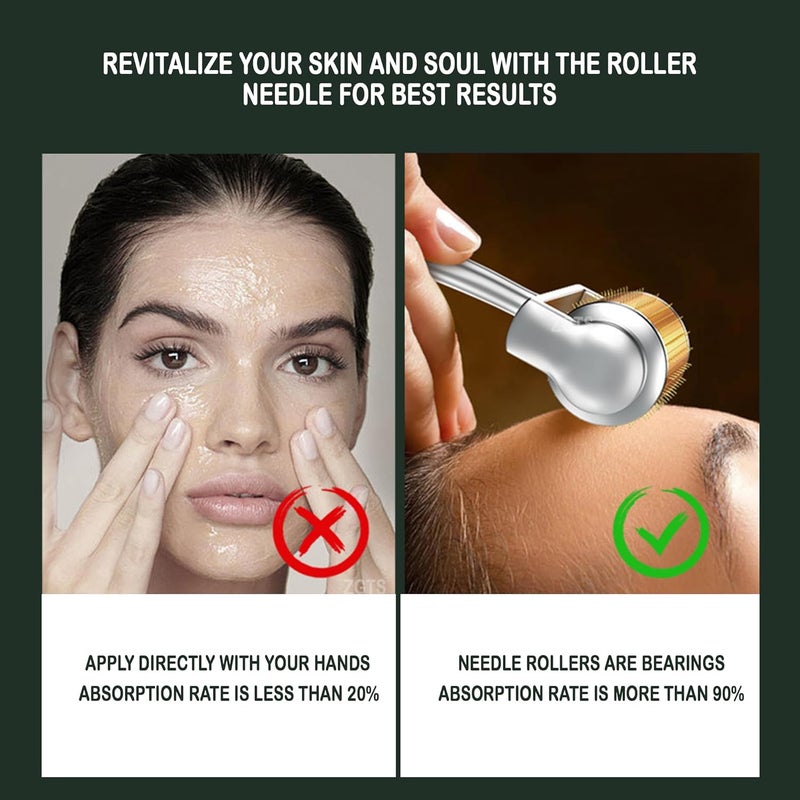 ZGTS Derma Roller System 192 Needles Titanium Alloy Needles Roller for Acne Skin Hair Loss Gold 020mm - Image 2