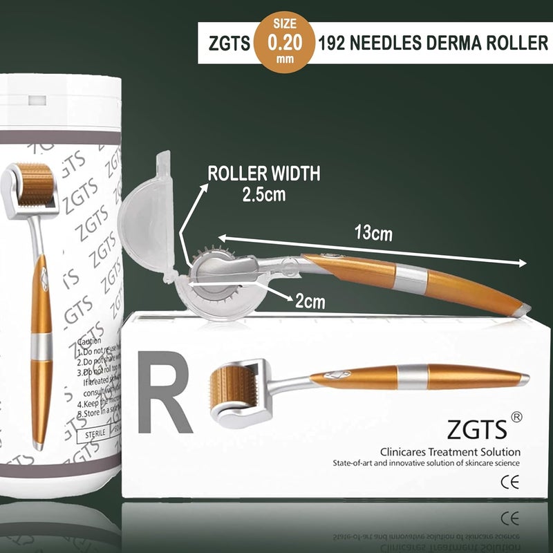 ZGTS Derma Roller System 192 Needles Titanium Alloy Needles Roller for Acne Skin Hair Loss Gold 020mm - Image 4