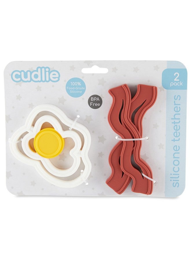Cudlie 2-Pack Food Grade Silicone Teether - BPA Free, Fun Food Shapes for Soothing Baby's Sore Gums - Image 2