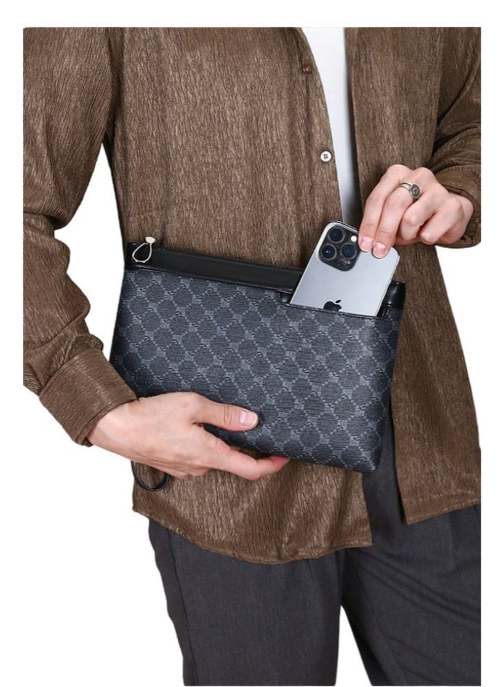 Men's Textured Clutch Bag Stylish large capacity handheld bag for both business and leisure - Image 4