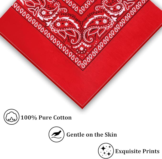 SPIN CART Soft Breathable Cotton Paisley Bandana For Men & Women (3, Red) - Image 3