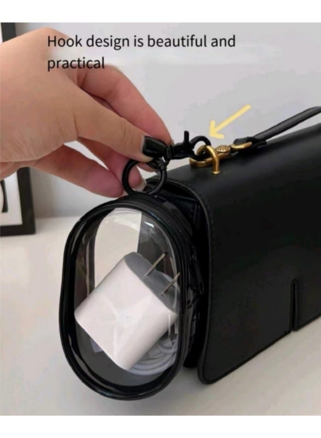 Transparent Storage Box, Small Electronic Organizer Cable Bag, Portable Electronic Accessories Storage Bag, Can Hold Hard Drive, Power Cord, Charger, Headphones, USB, SD Card, Jewelry, Etc. (Black)  - Image 3
