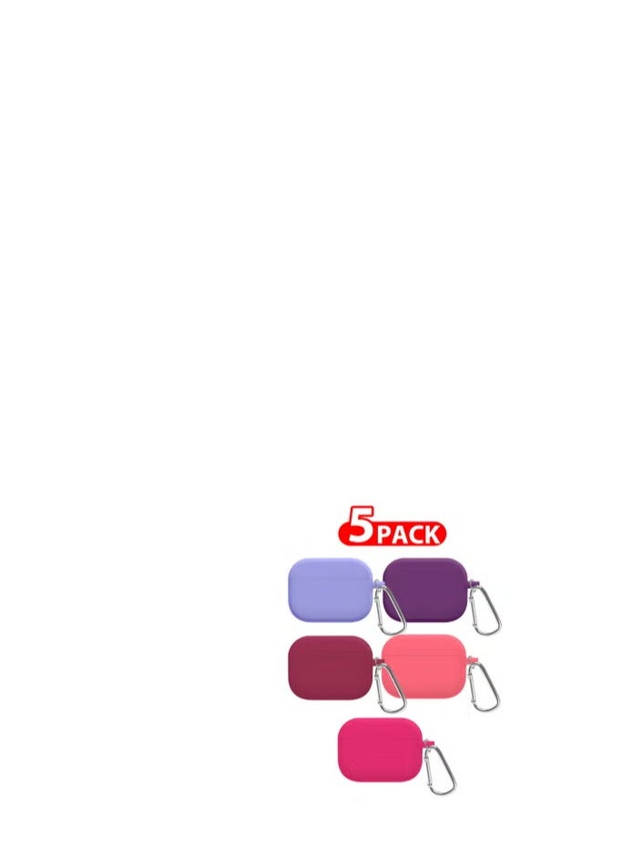 CATANES - 5 Pack Shockproof Case For Airpod Pro Silicone Protective Case Shockproof Case Ultra Slim Cover with Keychain Carabiner Multicolour - Image 1