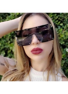 FEISEDY Oversized Square Sunglasses For Women Men Flat Top Shield Sunglasses One Piece Frameless Shades B2767  - Image 2