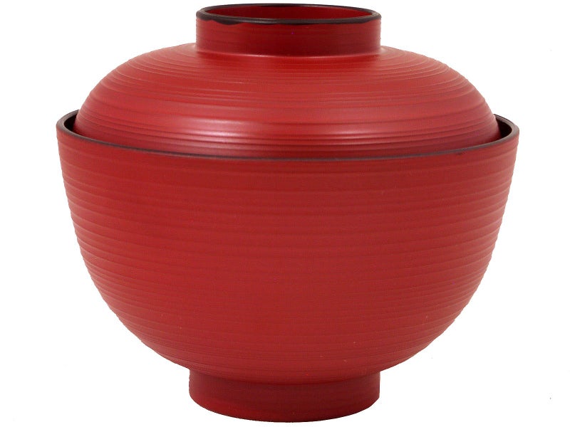 Happy Sales HSWF201R Japanese Soup Rice Bowl with Lid  Red - Image 1