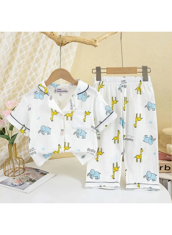 صندوق المفاجآت الصغيرة Happy Blue Bear soft Muslin organic Cotton Kids Nightsuit