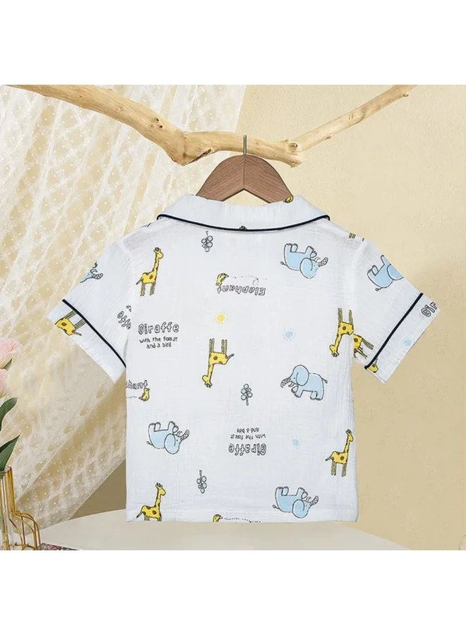 ليتل سربرايز بوكس Happy Blue Bear soft Muslin organic Cotton Kids Nightsuit