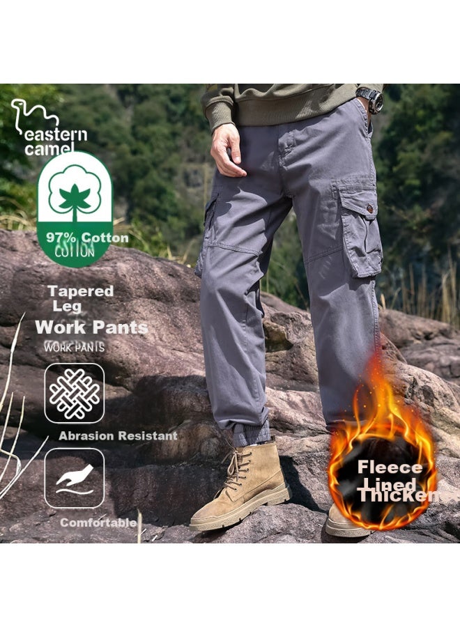 Eastern Camel Men's Casual Pants Autumn Winter Thickened Fleece Sports Multi-pocket Outdoor Workwear Pants Men's Tapered Long Trousers - Image 1