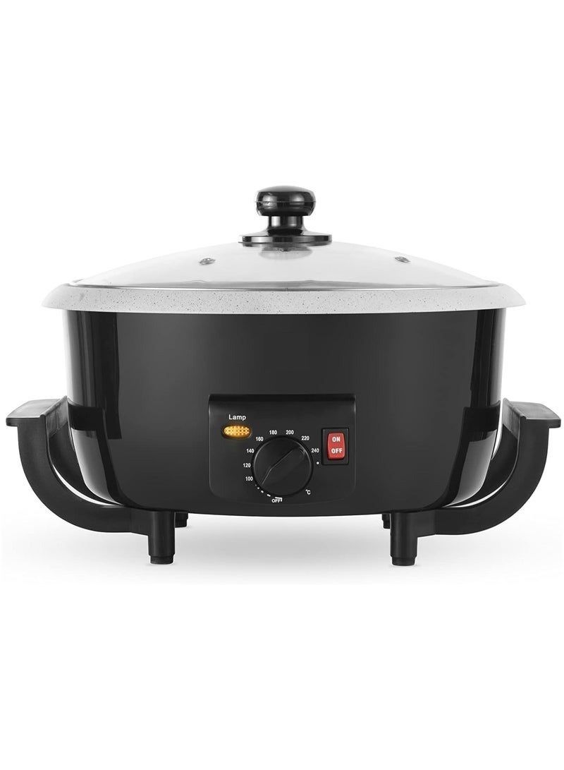 Denx Electric coffee roaster and Popcorn Maker 800W, non-stick, adjustable temperature control with blue light, durable glass cover, cool-touch body, 2L capacity, White - Image 4