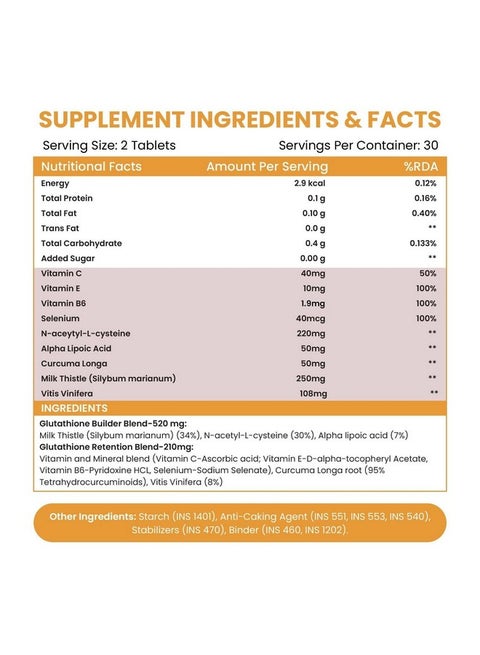 Himalayan organics Vlado's Himalayan Organics Glutathione Builder With  Vitamin C,E,B6 & Curcumin,Antioxidant Support for Anti-Ageing,Youthful &  Brightening Skin | Good For Men And Women - 60 Veg Tablets