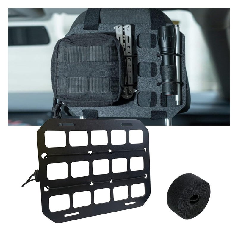 smilfuy Car Headrest Organizer Rigid MOLLE Panel, Tactical Gear Seat Back Organizer, EDC Pouch Tool Gadget Holder, Backpack Insert Panel for Truck Equipment Mount Plate Modular Storage Shelf (Headrest Panel) - Image 1