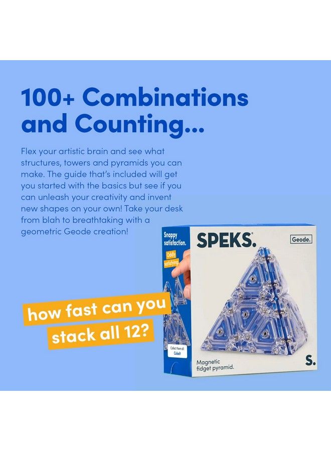 Speks Geode Pyramid 12Piece Building Set Cobalt Fun Desk Toy For Adults - Image 4