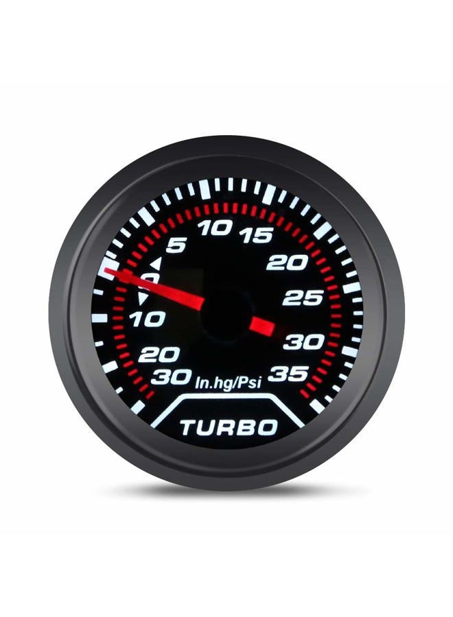 Waterwich 35 PSI Turbo Boost/Vacuum Gauge Meter Kit Includes Mechanical Hose & T-Fitting - Black Dial - Clear Lens 2" 52mm 12V Universal for Car Truck - Image 1