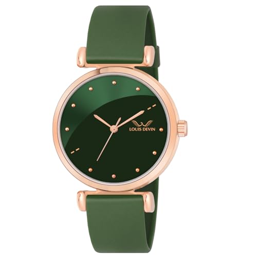 LOUIS DEVIN Green Silicone Strap Analog Wrist Watch for Women (Green Dial) | LD-CKL191-GRN - Image 1