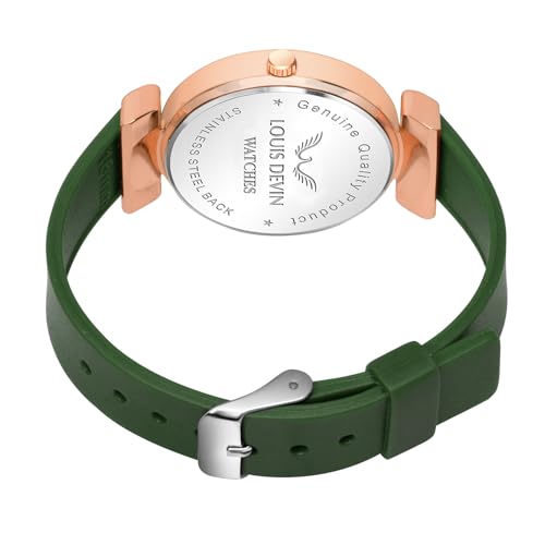 LOUIS DEVIN Green Silicone Strap Analog Wrist Watch for Women (Green Dial) | LD-CKL191-GRN - Image 5