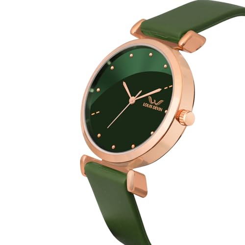 LOUIS DEVIN Green Silicone Strap Analog Wrist Watch for Women (Green Dial) | LD-CKL191-GRN - Image 3