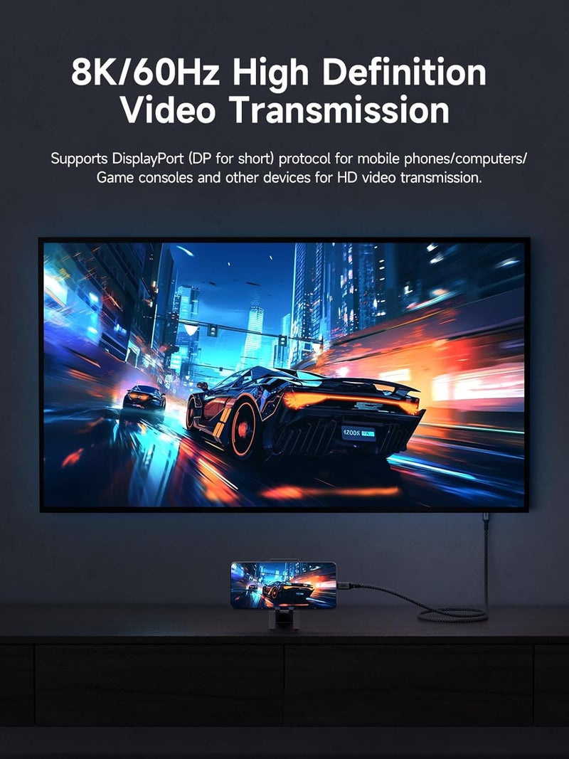 هاجيبس كابل هاجيبيس USB 4، كابل USB C إلى USB C مضفر بالجرافين بقدرة شحن سريع 240 واط مع نقل بيانات 40 جيجابت في الثانية بدقة 8K@60Hz وكابل فيديو Thunderbolt 4/3 لأجهزة iPhone 15/15 Pro Max وiPad وMacBook Pro Air (1.2 متر، نوع L) - Image 4