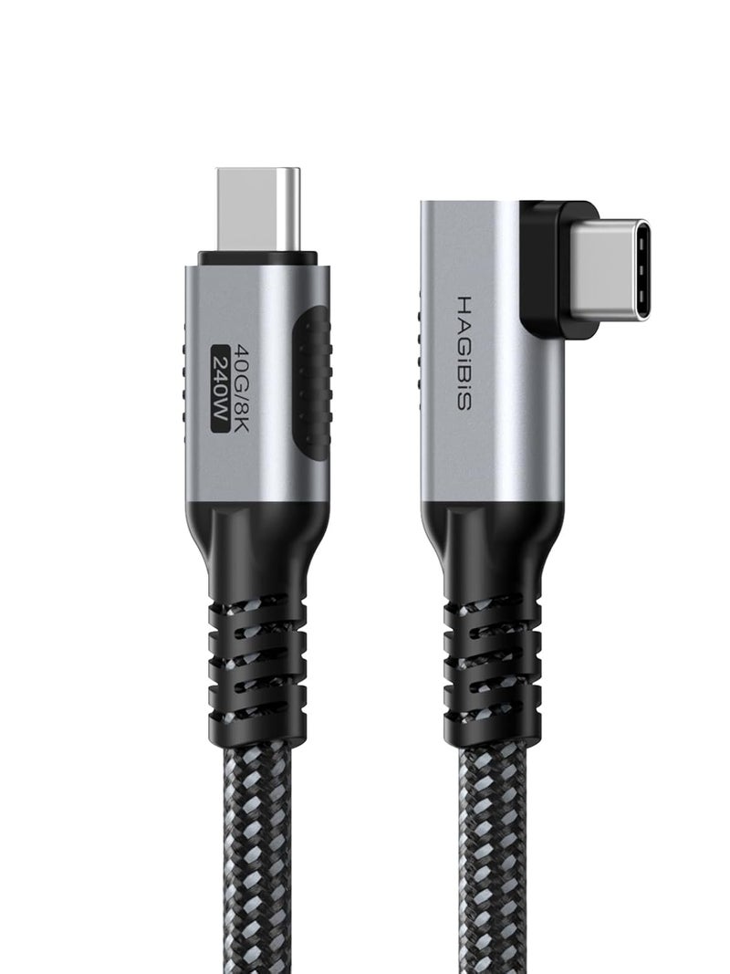 هاجيبس كابل هاجيبيس USB 4، كابل USB C إلى USB C مضفر بالجرافين بقدرة شحن سريع 240 واط مع نقل بيانات 40 جيجابت في الثانية بدقة 8K@60Hz وكابل فيديو Thunderbolt 4/3 لأجهزة iPhone 15/15 Pro Max وiPad وMacBook Pro Air (1.2 متر، نوع L) - Image 1