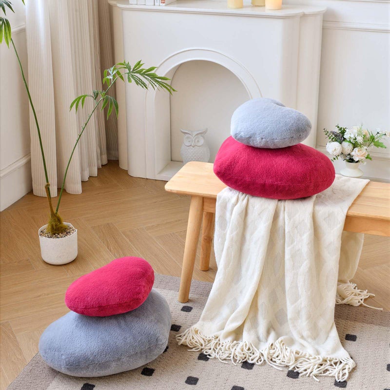 XVTRU Heart Pillow  Soft Grey Heart Shaped Pillow  Cute Faux Rabbit Fur Room Decorative Throw Pillow  19.6""x15.7"" Heart Plush Cushion for Couch Bed Kid Girls Women Valentine's Day Gift - Image 3
