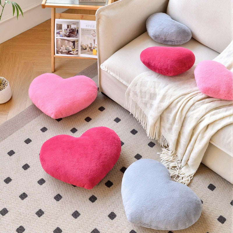 XVTRU Heart Pillow  Soft Grey Heart Shaped Pillow  Cute Faux Rabbit Fur Room Decorative Throw Pillow  19.6""x15.7"" Heart Plush Cushion for Couch Bed Kid Girls Women Valentine's Day Gift - Image 4