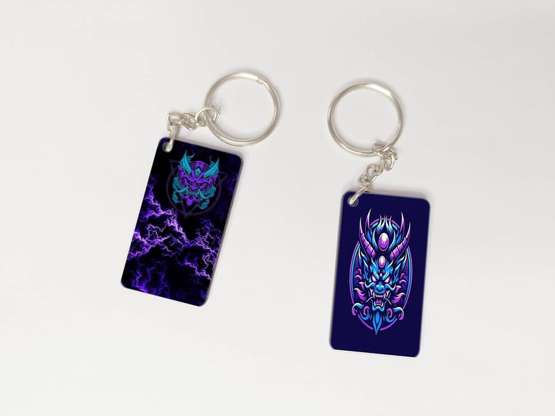OUTFITQUE Premium Pack of 2 Anime261 Printed Long Keychain For Bike Scooty Car MDF Keyholder - Image 1
