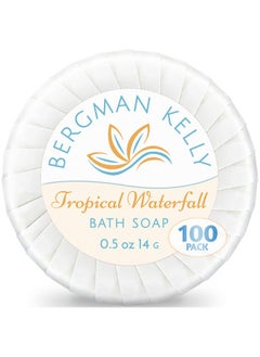 BERGMAN KELLY Ergman Kelly Hotel Soap Bars In Bulk (Tropical Waterfall 0.5 Oz 100 Pk) Small Individually Wrapped Round Soap Travel Size Mini Toiletries For Airbnb Motel Guest Bathroom  - Image 2