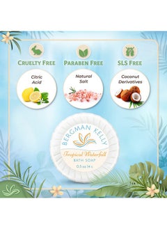 BERGMAN KELLY Ergman Kelly Hotel Soap Bars In Bulk (Tropical Waterfall 0.5 Oz 100 Pk) Small Individually Wrapped Round Soap Travel Size Mini Toiletries For Airbnb Motel Guest Bathroom  - Image 3