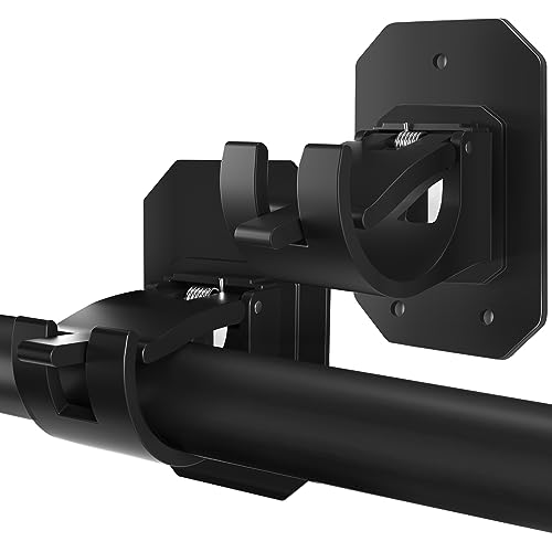 Codoule 2PCS Black No Drill Curtain Rod Brackets, Window Treatment Rod Holders, Plastic & Stainless Steel, Adhesive & Screw Mount, 20 Pounds Load Capacity - Image 1