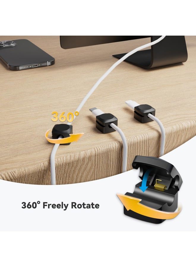 Daisyhome Rotatable Cord Organizer, Enhanced Spring Cable Clips, Strong Adhesive Cable Management, Desk Cord Holder for Nightstand, Office Accessories and Car (8*Black) - Image 2