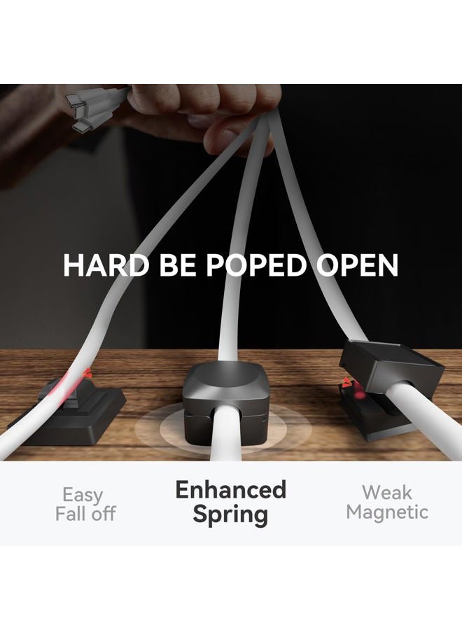 Daisyhome Rotatable Cord Organizer, Enhanced Spring Cable Clips, Strong Adhesive Cable Management, Desk Cord Holder for Nightstand, Office Accessories and Car (8*Black) - Image 5