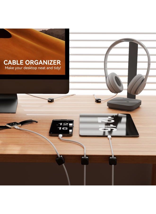 Daisyhome Rotatable Cord Organizer, Enhanced Spring Cable Clips, Strong Adhesive Cable Management, Desk Cord Holder for Nightstand, Office Accessories and Car (8*Black) - Image 3