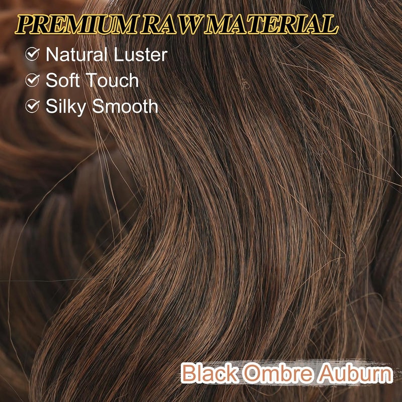BARSDAR Deep Wave Crochet Braiding Hair, 55 cm 6 Packs Ocean Wave GoGo Curl Crochet Hair for Women Long Wavy Curly Boho Braids Synthetic Braids Hair Extension – Black Ombre Auburn - Image 4