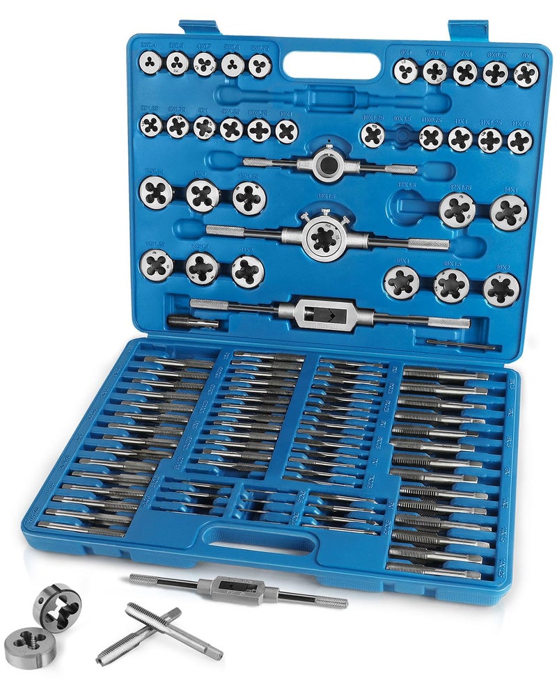 FAHKNS 110PCS Metric Tap and Die Set, Metric Size M2-M18 Rethreading Kit, for Making Screw Threads for Cutting External and Internal Thread - Image 1